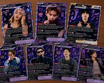 Carte Pokémon ispirate ai BTS, set di carte collezionabili creato dai fan, regalo K-Pop Bangtan, decorazione ARMY, carte collezionabili non ufficiali dei BTS