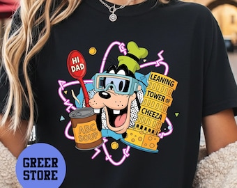 Goofy Funny Shirt, ABC Soup Cheeza Tower Comic Style Tee, Disney Character Weird Humor Shirt, Fathers Day Gift