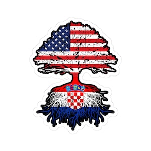 Croatian Roots American Grown Stickers, Croatia Flag Decal, Expat Gift, European Heritage Label, Vinyl Laptop Decal, Traveler Souvenir