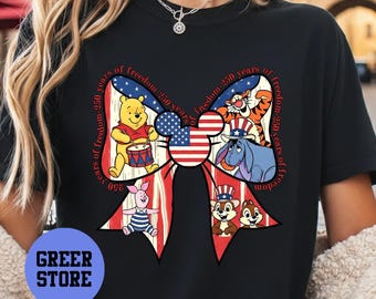 Pooh Coquette Bow USA 250th Anniversary Shirt 1776-2026, America 250 Years Independence Day 4th of July Gift Shirt
