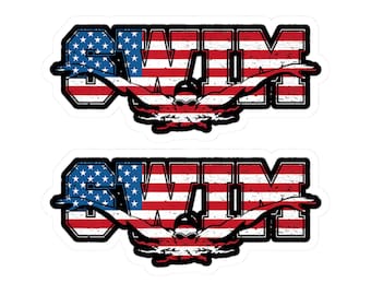 USA Flag Swimmer Vinyl Sticker: Patriotic Laptop Decal