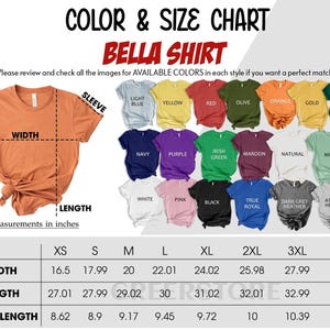 GreerStore Bella Canvas 3001 Color Size Chart