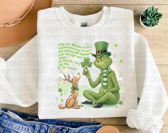 Grinch St Patrick’s Day Shirt, Shamrock Grinch and Max Tee, Funny Patty’s Day Movie Shirt, Irish Green Lucky