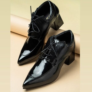 Black oxford heels women's shoes best sale
