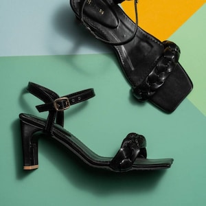 Black shoes for women, Handmade Black High Heel Sandals, Black Vegan Leather Shoes, Black Block Heel Shoes, Black Heels Gift for her
