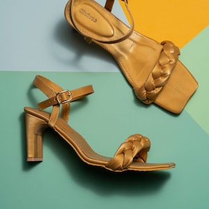 Bronze block outlet heel sandals