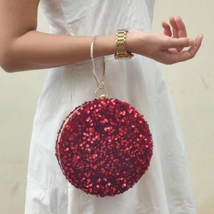 Maroon Burgundy sequin Clutch  , Party Purse Indian Zardozi Clutch Sling, Wedding Bridal Bag, Embellished Embroidered Evening Clutch, Gift
