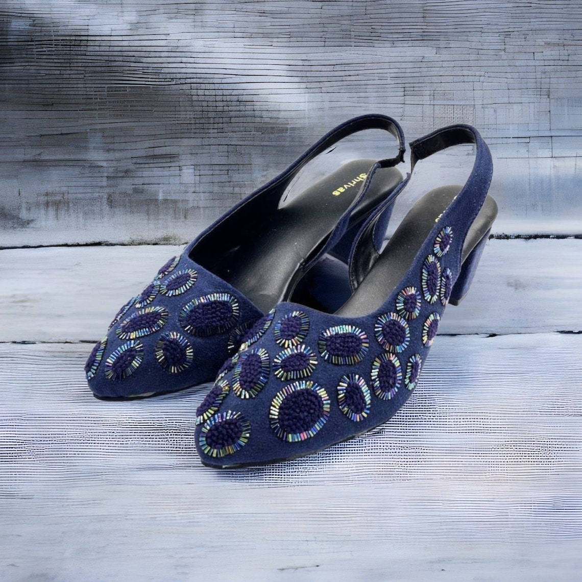 navy blue pointed heels