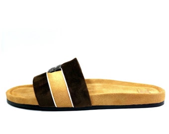 Brown Velvet Suede Men's Slippers | Comfortable Summer Shoes