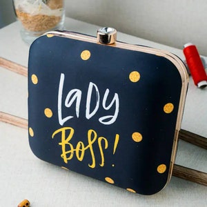Black Printed Square shape Clutch handbags | Evening clutches | Gift for girlfriend| Gift for sister | Gift for her