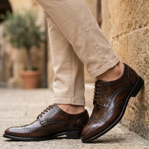 mens brown dress shoes canada Attorney Derby Brown Leather Shoes StudGuard For Men The Jacket Maker