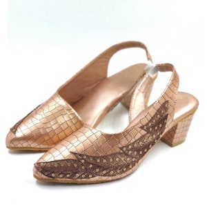 Roségoud veganistische lederen croc lederen vrouwen borduurster hiel croc lederen schoenen trouwhakken geborduurd hiel cadeau voor haar trouwhak