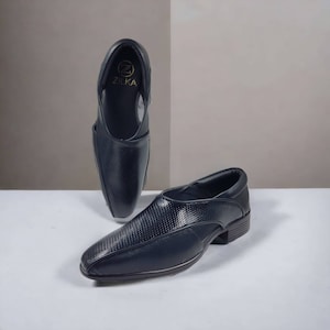 Men black vegan leather loafers sandals shoes peshawari loafers men ethnic shoes