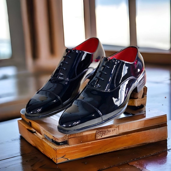 AUTH! Louis Vuitton LV Black Patent Leather Dress Shoes Formal UK