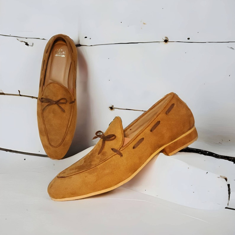 Men vegan suede shoes Men vegan suede loafers Gift for men Men vegan suede slipons image 4