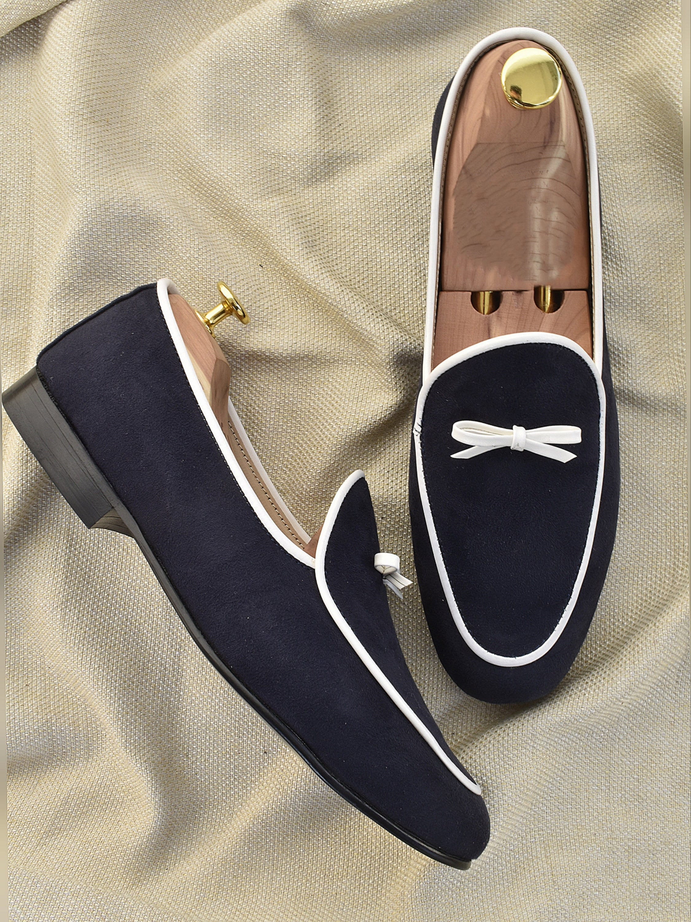 Navy blue suede loafers handmade shoes | Gift for Men | Men casual shoes | Men suede shoes | Party Shoes