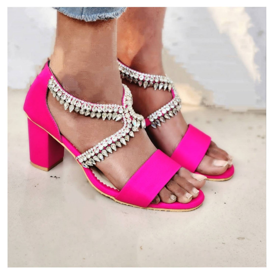block heels pink