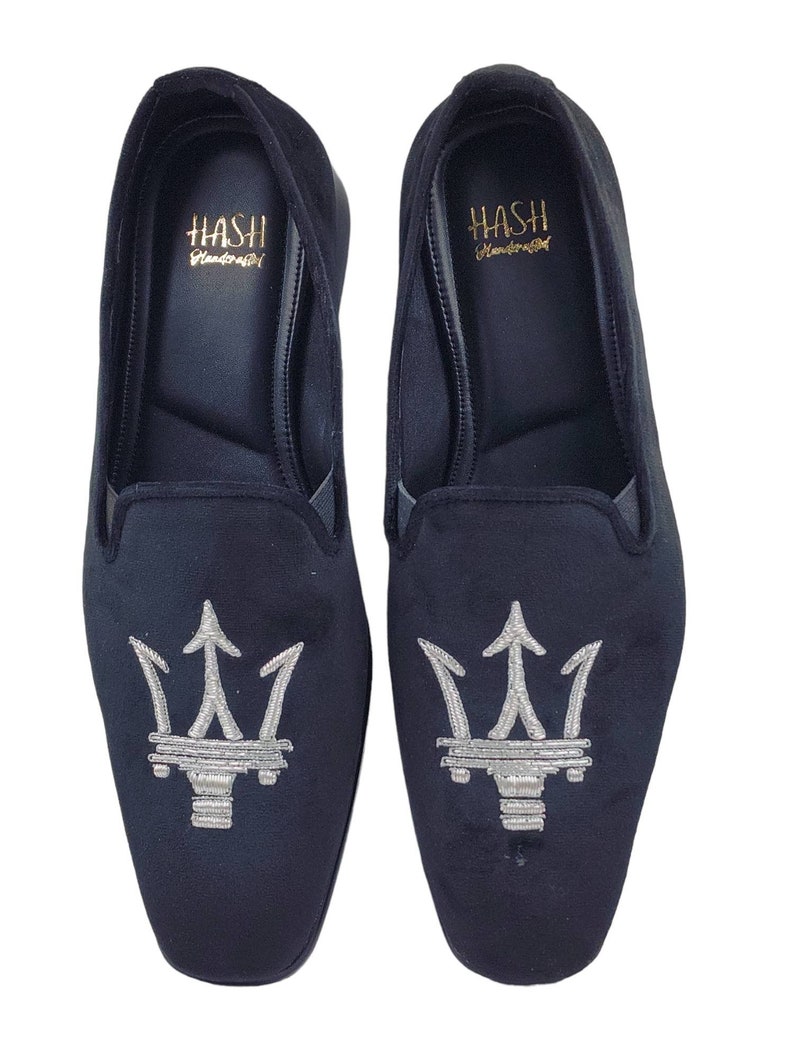 Men Black Velvet Embroidered Loafers Slipons Shoes Groom Shoes Etsy UK