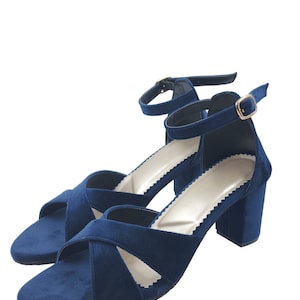 Dark Blue Wedding Sandals for Bride Navy Blue Heels Bridal 