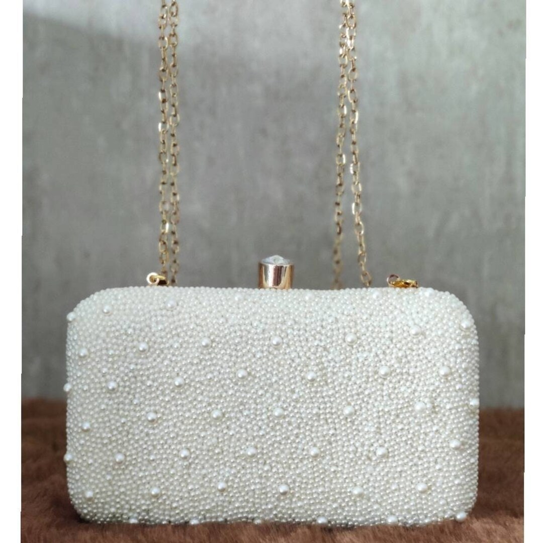 Grandxii Pearl Clutch Bag – Weiße Abendtasche Mit Perlen, 22,6x18,3 Cm, Inkl. Staubbeutel