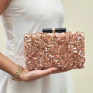 Pfirsich rosa Farbe Samt Pailletten Bestickt verschönert Abend Clutch , Party Geldbörse Indian Zardozi Clutch Sling,Hochzeit Brauttasche,Geschenk