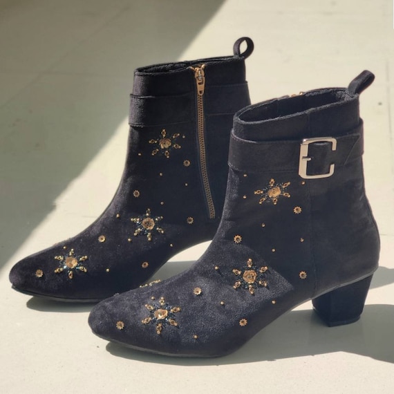 Botas negras terciopelo clearance