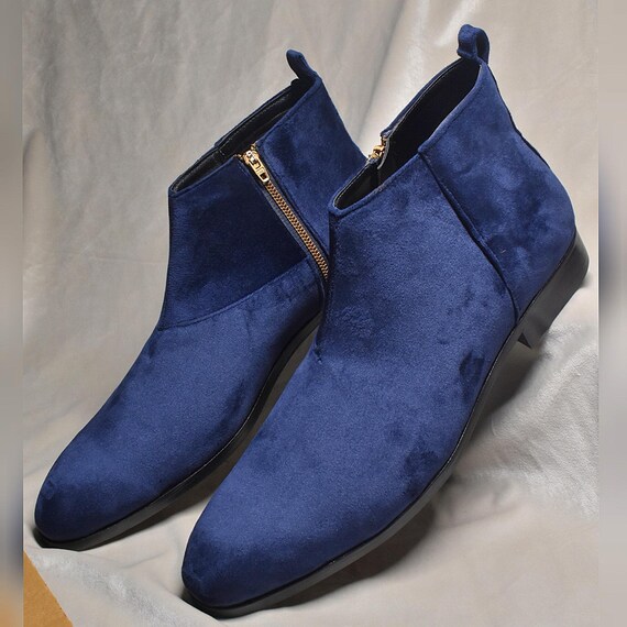 Men Handmade Low Ankle Velvet Boots Men Chain Boots Men Velvet Shoes Gift for Him Gift for Father Etsy