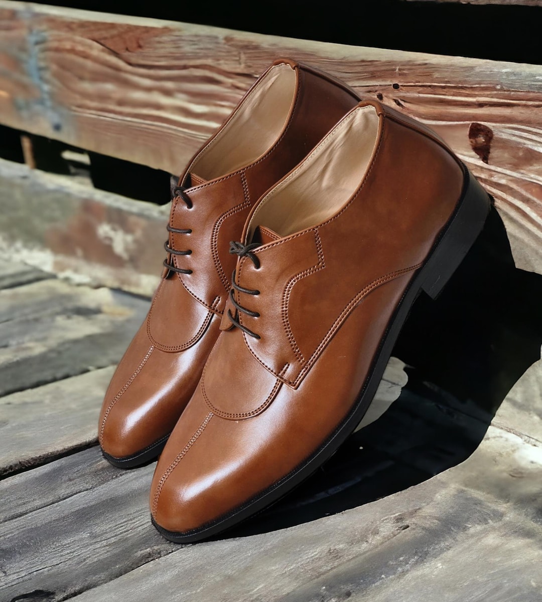 Wedding Formal Leather Shoes For Men Men Tan Vegan Leather Derby