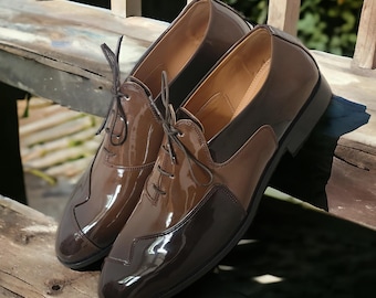 Men's Brown Vegan Leather Oxford Brogues | Formal Wedding Shoes
