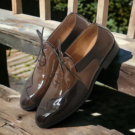 Men's Brown Vegan Leather Oxford Brogues | Formal Wedding Shoes