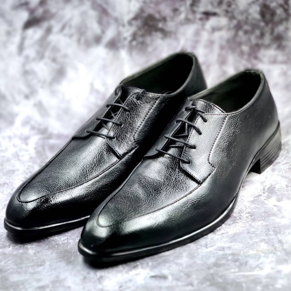 Schwarze vegane Leder Herren Oxford Derby Schuhe Handgemacht Herren Schuhe Bräutigam Schuhe Geschenk für ihn Bräutigam Schuhe Tuxedo Schuhe Herren Schuhe