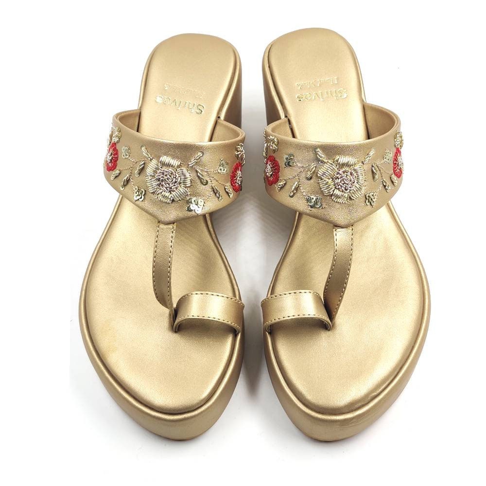Elena Gold Vegan Wedge