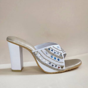 Wedding Shoes - Wedding Shoes For Bride - Bridal Shoes Block Heel - Ivory Wedding Heels -White Wedding Heels For Bride