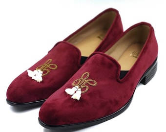 Red Velvet Shoes Boys Velvet Loafers Buy Men Burgundy Velvet