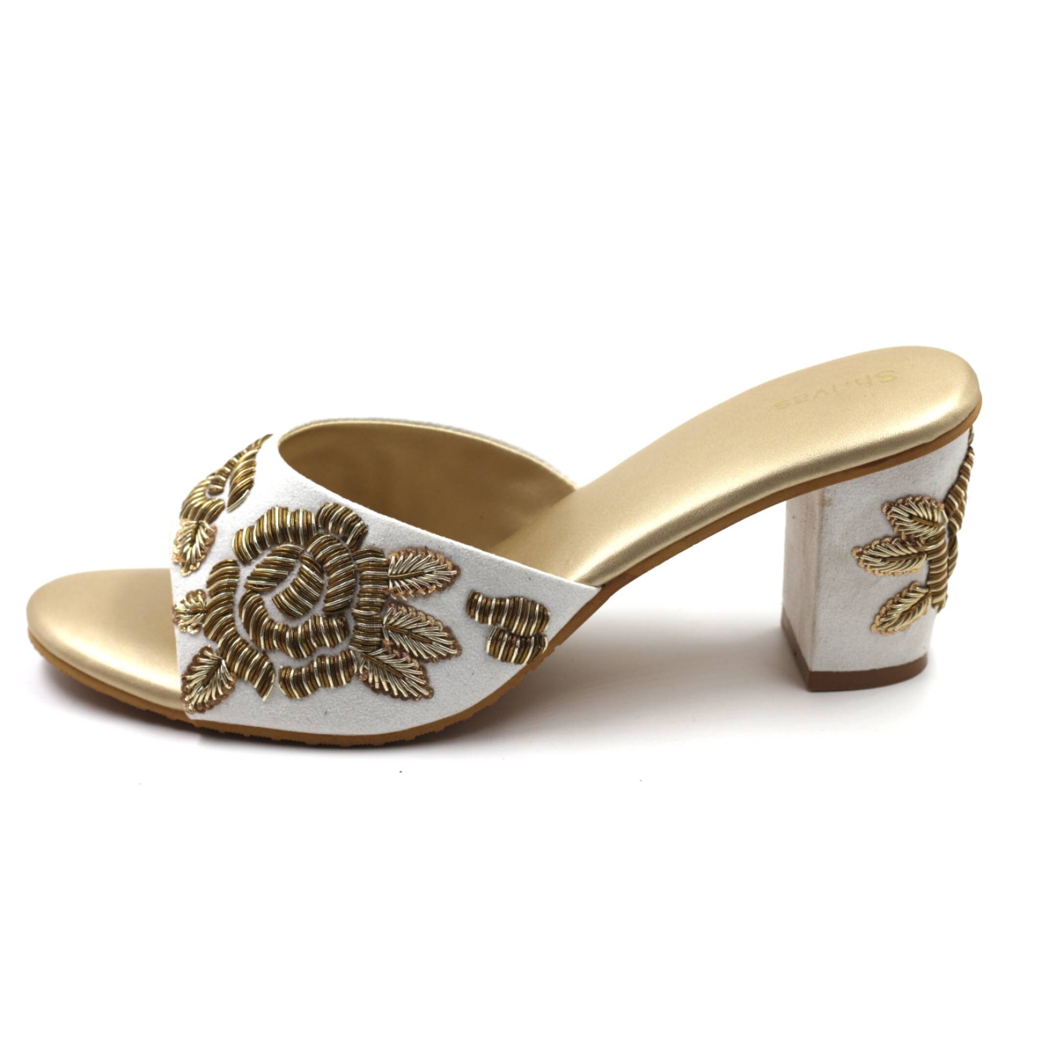 White Suede Wedding Heels With Zardozi Embroidery - Etsy