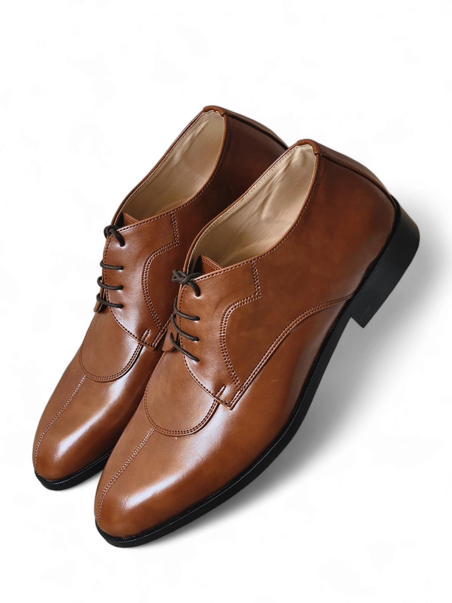 brown leather dress shoes mens Cognac Classic Brogue Derby – Premium Men's Leather Dress Shoes. – HolloMen main image 0