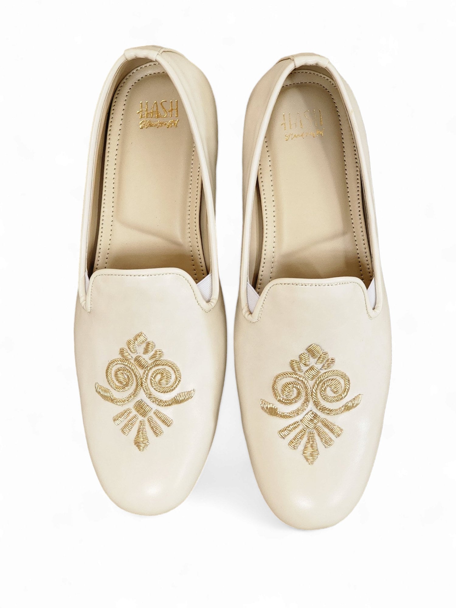 Embroidered Letherette Men Cream/off White/ Ivory Embroidery Leatherette Men Loafers Mojdi ...