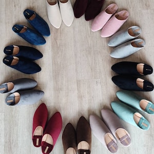 Moroccan velvet Babouche Slippers for Women, Handmade Traditional Moroccan Babouche, Velvet Slippers, Babouche, women mules women slipons