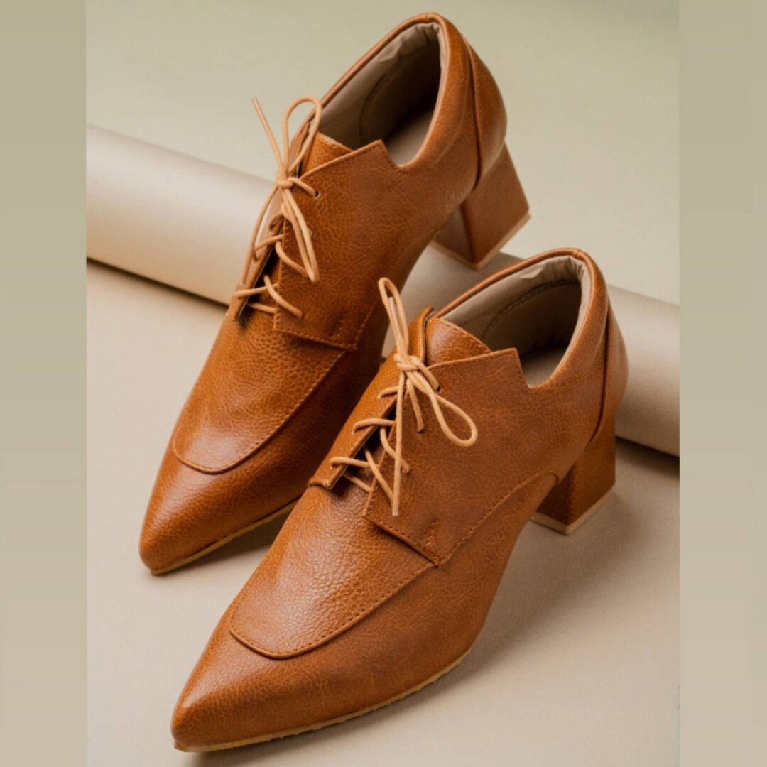 Oxford Pumps Womens Oxfords Heeled Oxfords Chic Leather Etsy