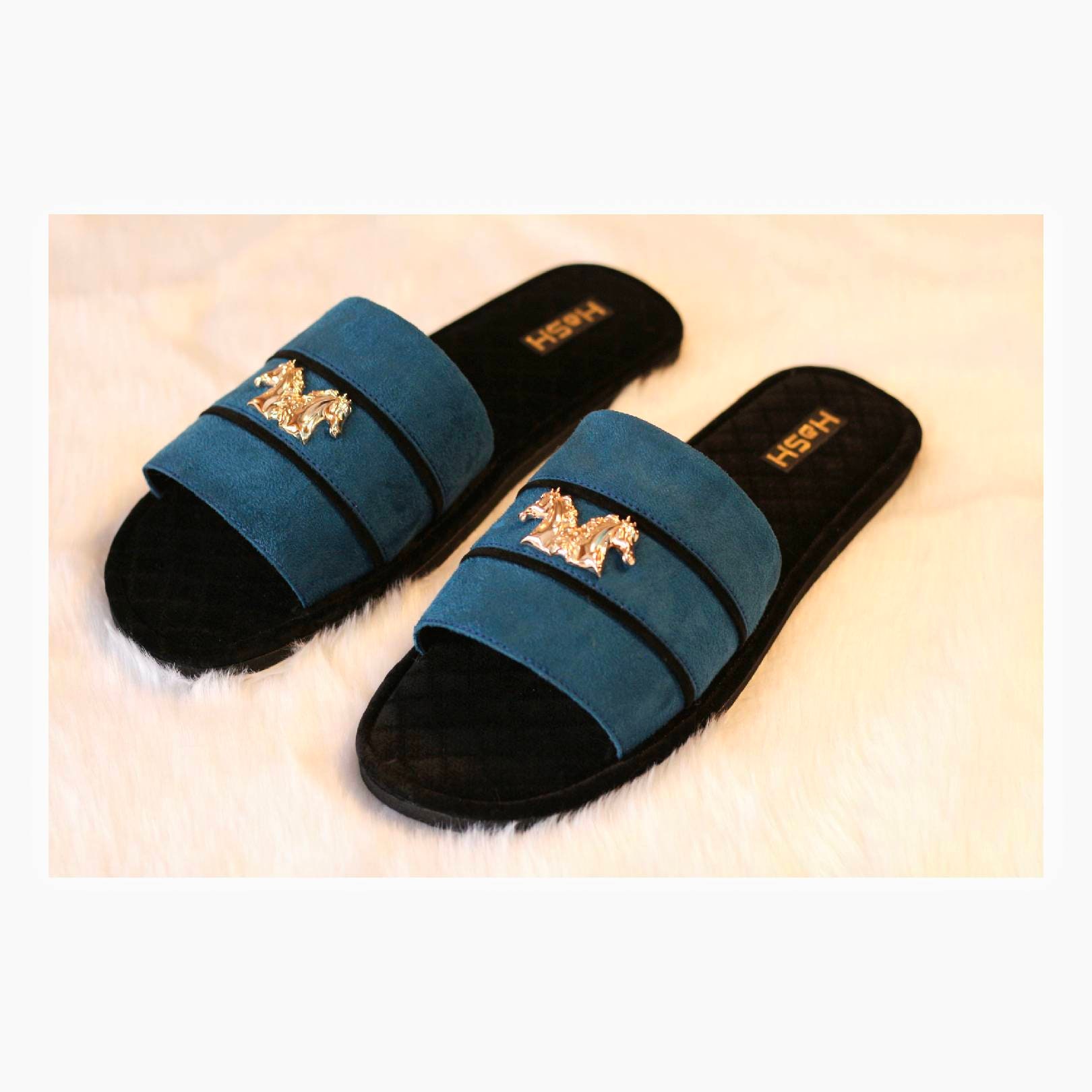 Men blue velvet slip ons suede/velvet slippers handmade Etsy