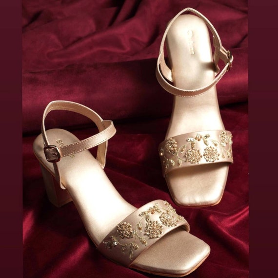 Buy SHOETOPIA Gold Synthetic Womens Party Sandals | Shoppers Stop