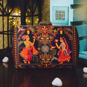 Bedruckte Abendtasche aus Metall | Abendtaschen | Indische Kunsttaschen | Geschenk für Freundin| Geschenk für Schwester | Geburtstagsgeschenk