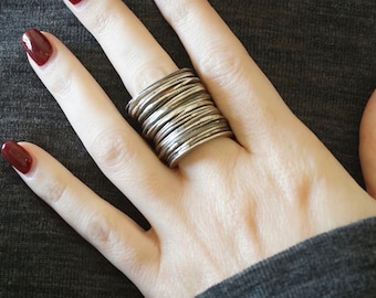Five Skinny Stackable Silver Rings