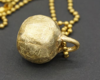 Ball brass pendant, geometric necklace for her .