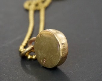 Round brass pendant, geometric necklace for her .