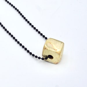 Cube-shaped pendant, brass pendant necklace for her .