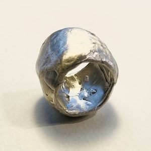 statement rough silver ring, asymmetric sculpted silver ring with volume and presence,