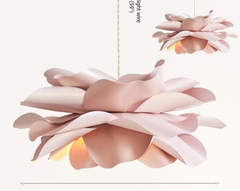 Große Papierblumen-Pendelleuchte - handgefertigter floraler Lampenschirm für Esszimmer, Schlafzimmer.
