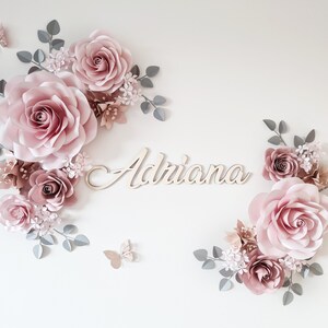 Set von 18 Wandpapierblumen für Mädchenzimmer | Papierblumen Wanddekor | Kinderzimmer Wanddeko | Papierblumen Kulisse