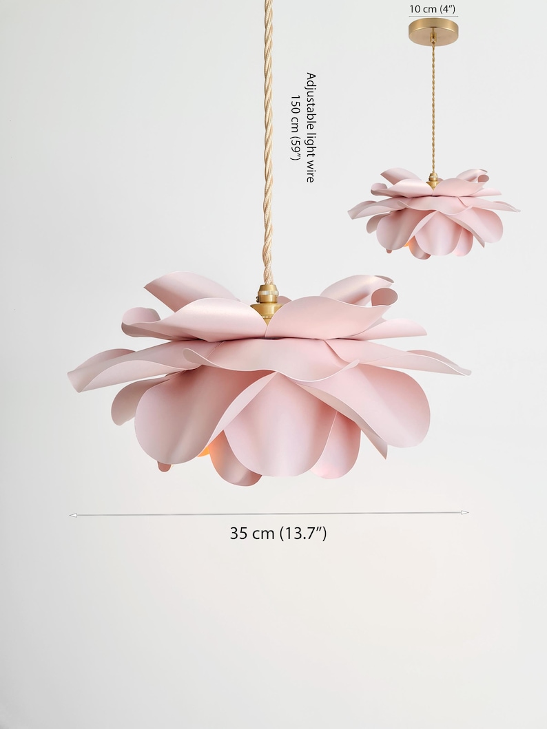 Lámpara colgante decorativa de flores de papel – Luz de techo para habitación infantil, luz nocturna floral, pantalla de lámpara de flores hecha a mano para decoración de habitación de niñas.